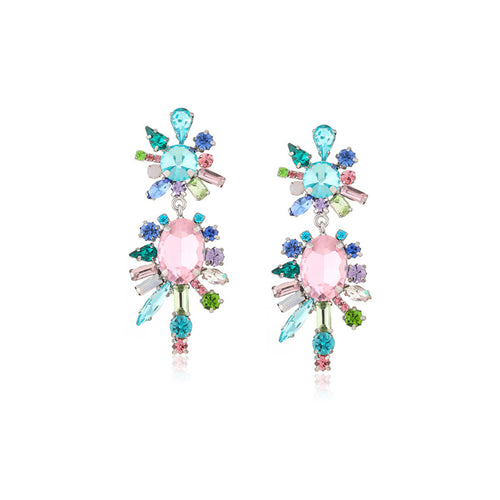 Pastel Prism Cluster Drop Earrings