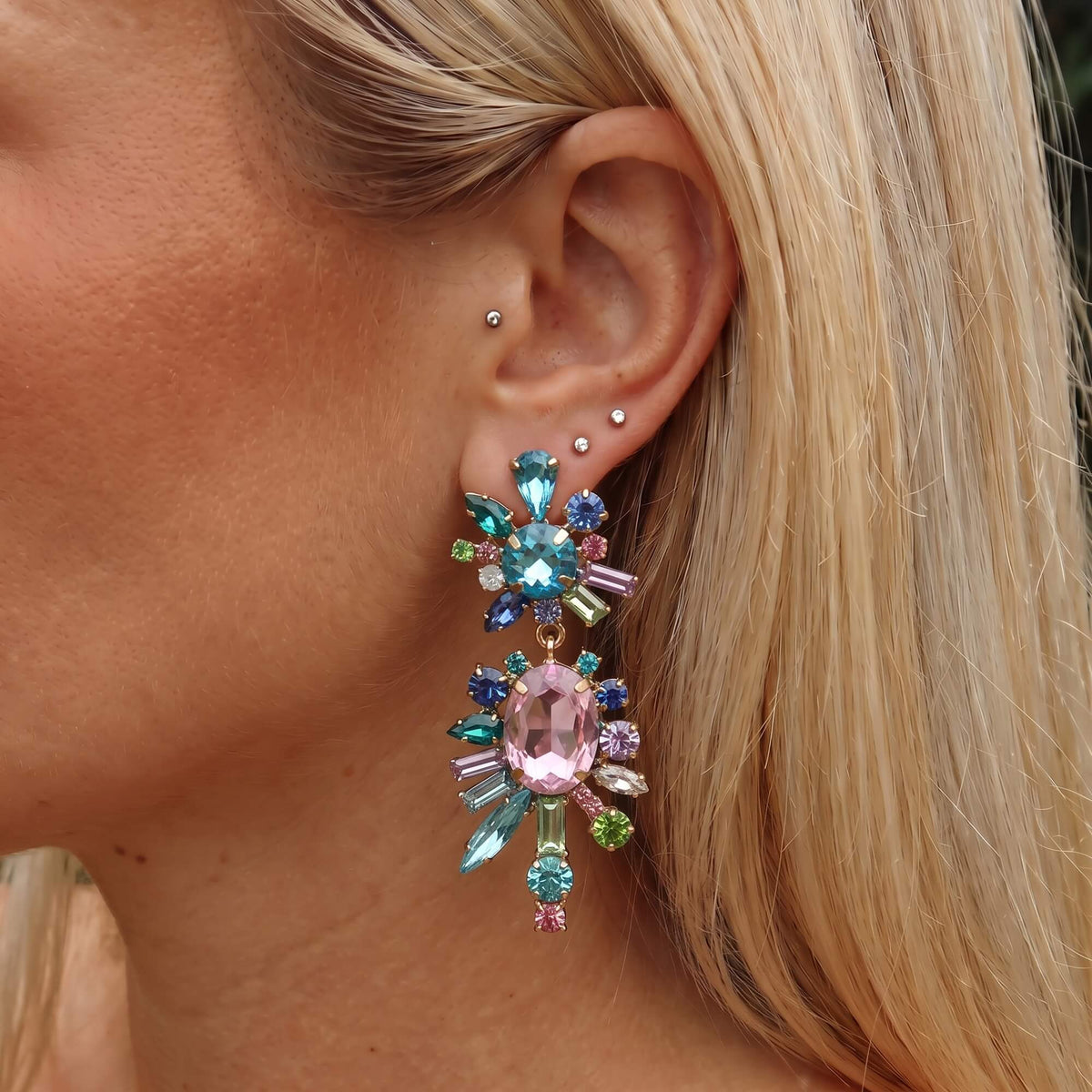 Pastel Prism Cluster Drop Earrings