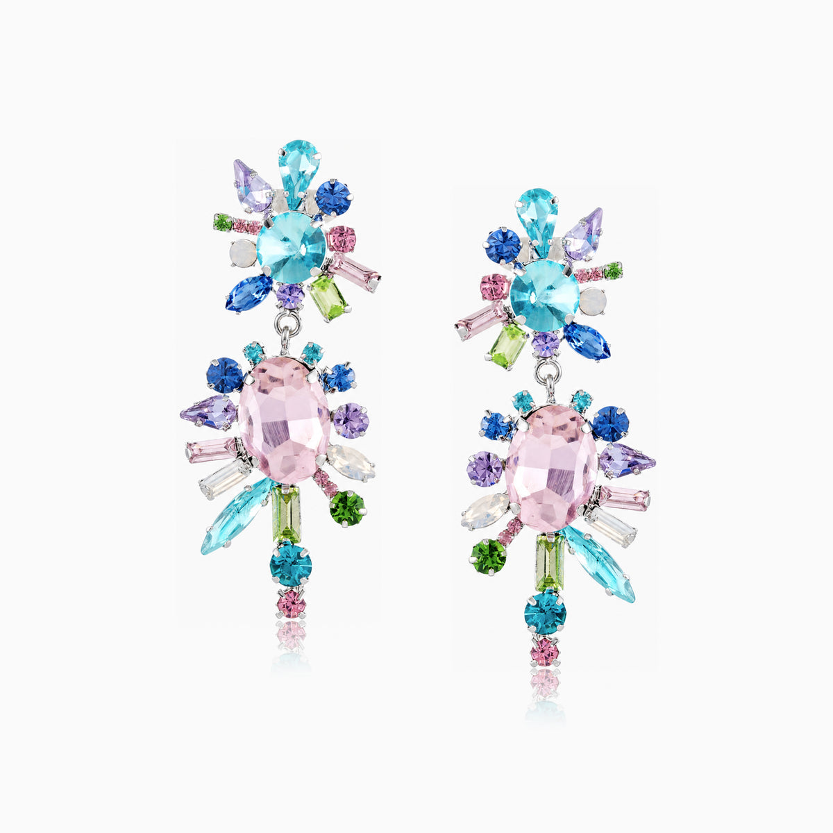 Pastel Prism Cluster Drop Earrings