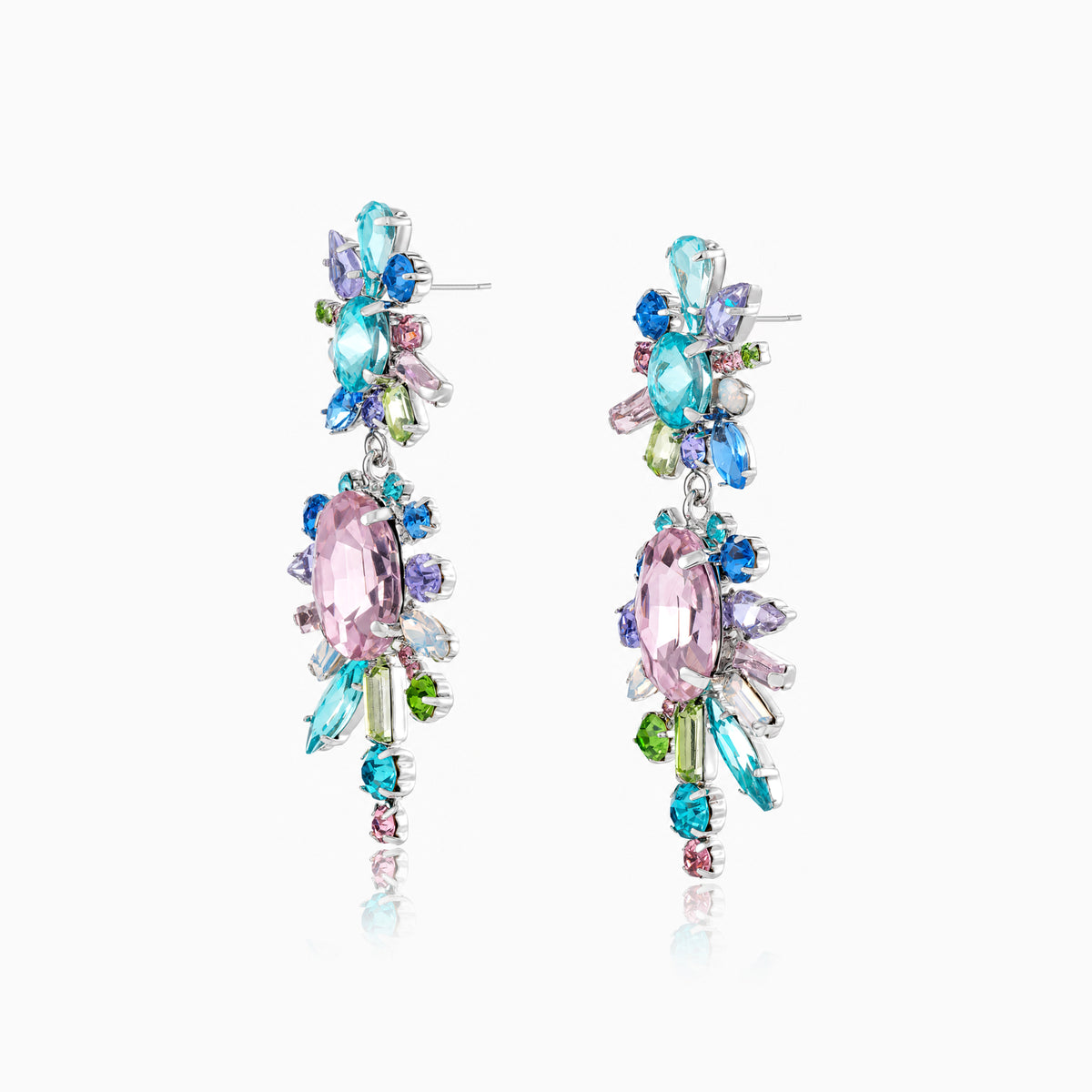 Pastel Prism Cluster Drop Earrings