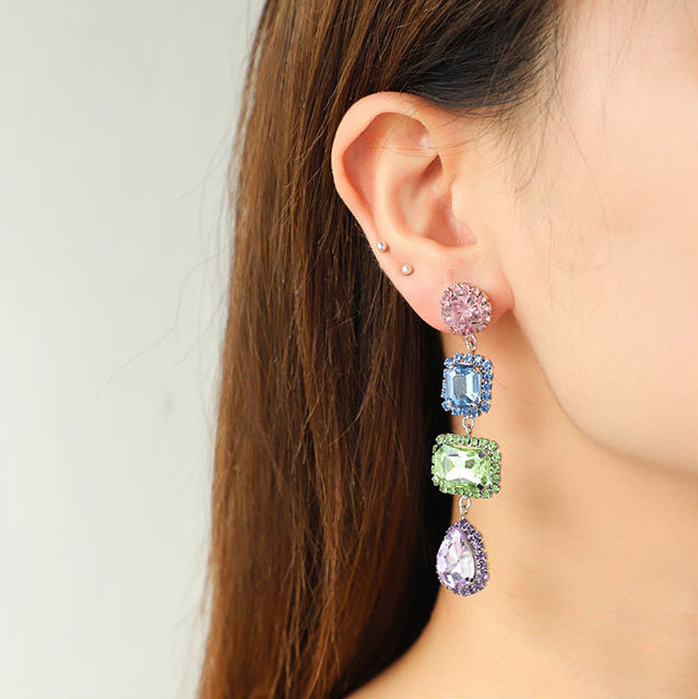 Pastel Prism Stack Drop Earrings