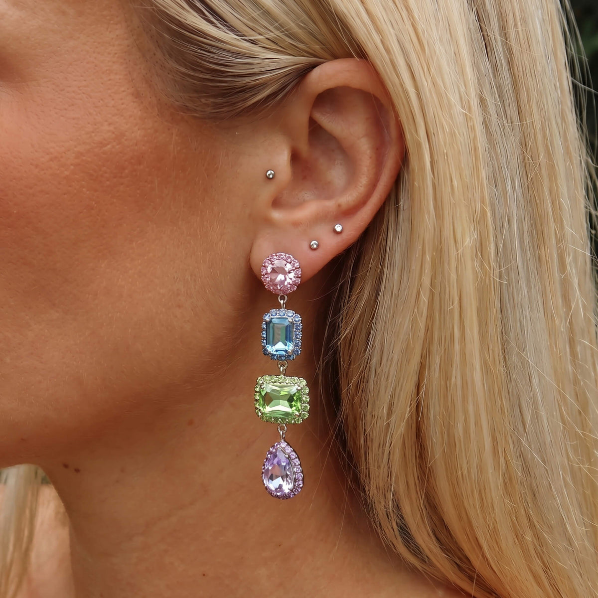 Pastel Prism Stack Drop Earrings