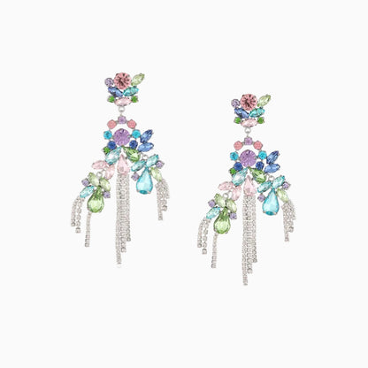 Pastel Prism Floral Tassel Earrings