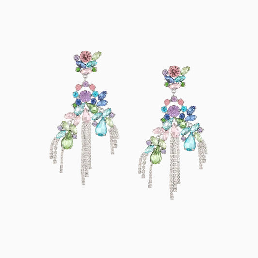 Pastel Prism Floral Tassel Earrings