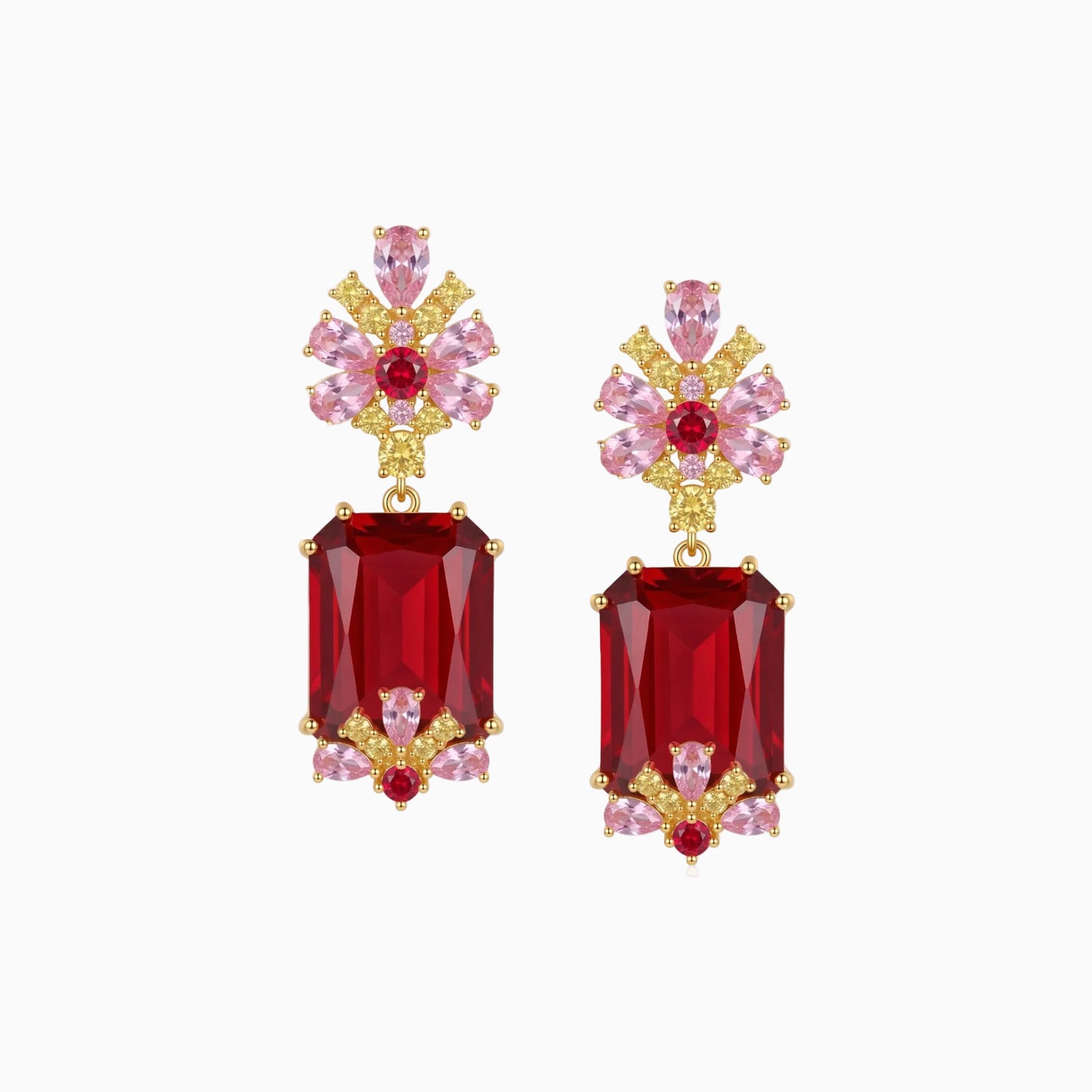 Emerald Flower Drop Earrings
