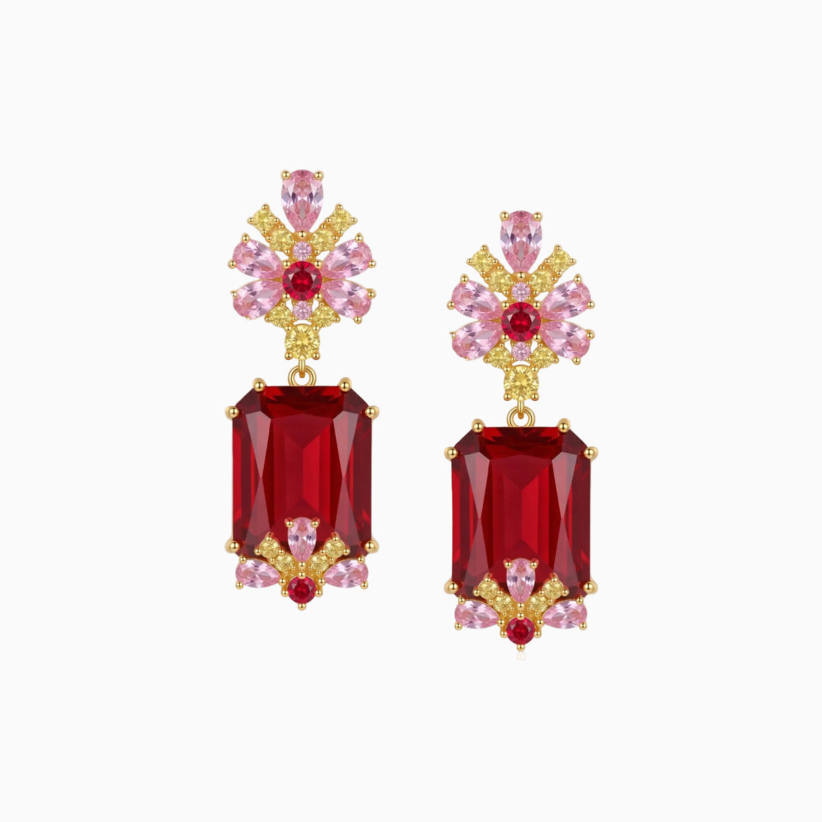 Emerald Flower Drop Earrings