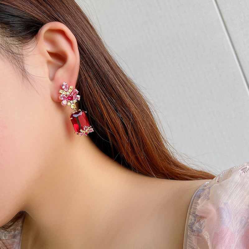 Emerald Flower Drop Earrings