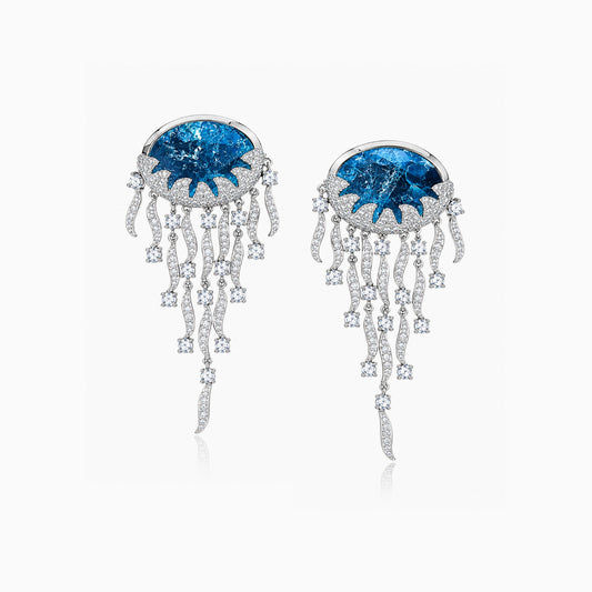 Blue Tide Jellfish Drop Earrings