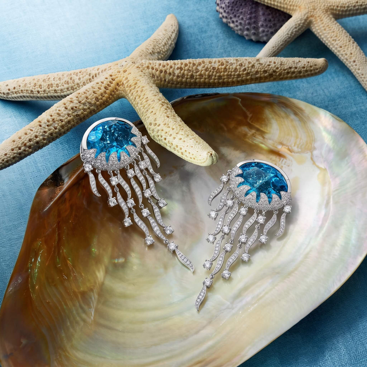 Blue Tide Jellfish Drop Earrings