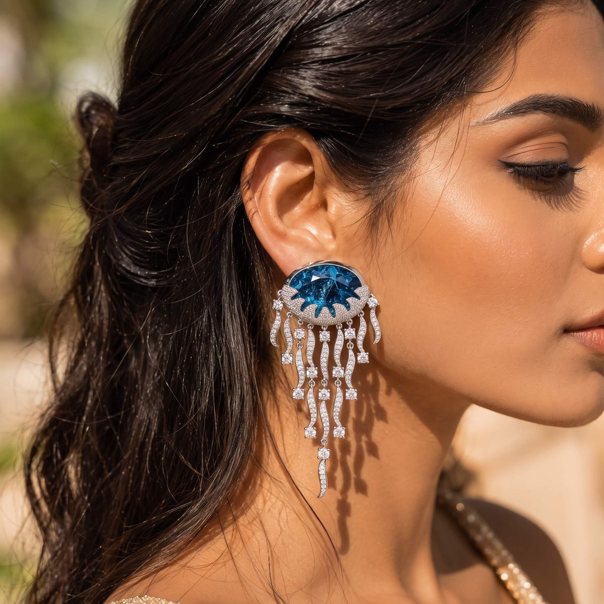 Blue Tide Jellfish Drop Earrings