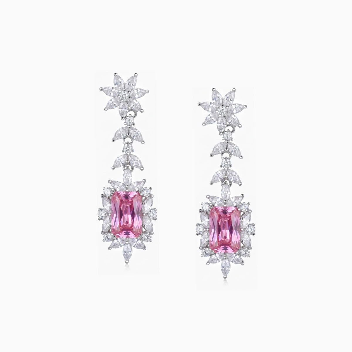 Pink Cushion Drop Earrings