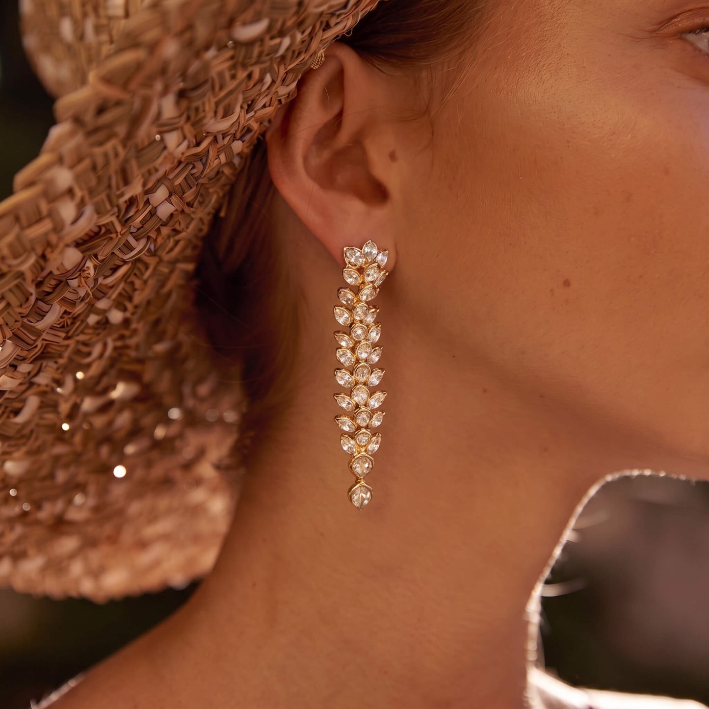 Golden Leaf Drop Earrings