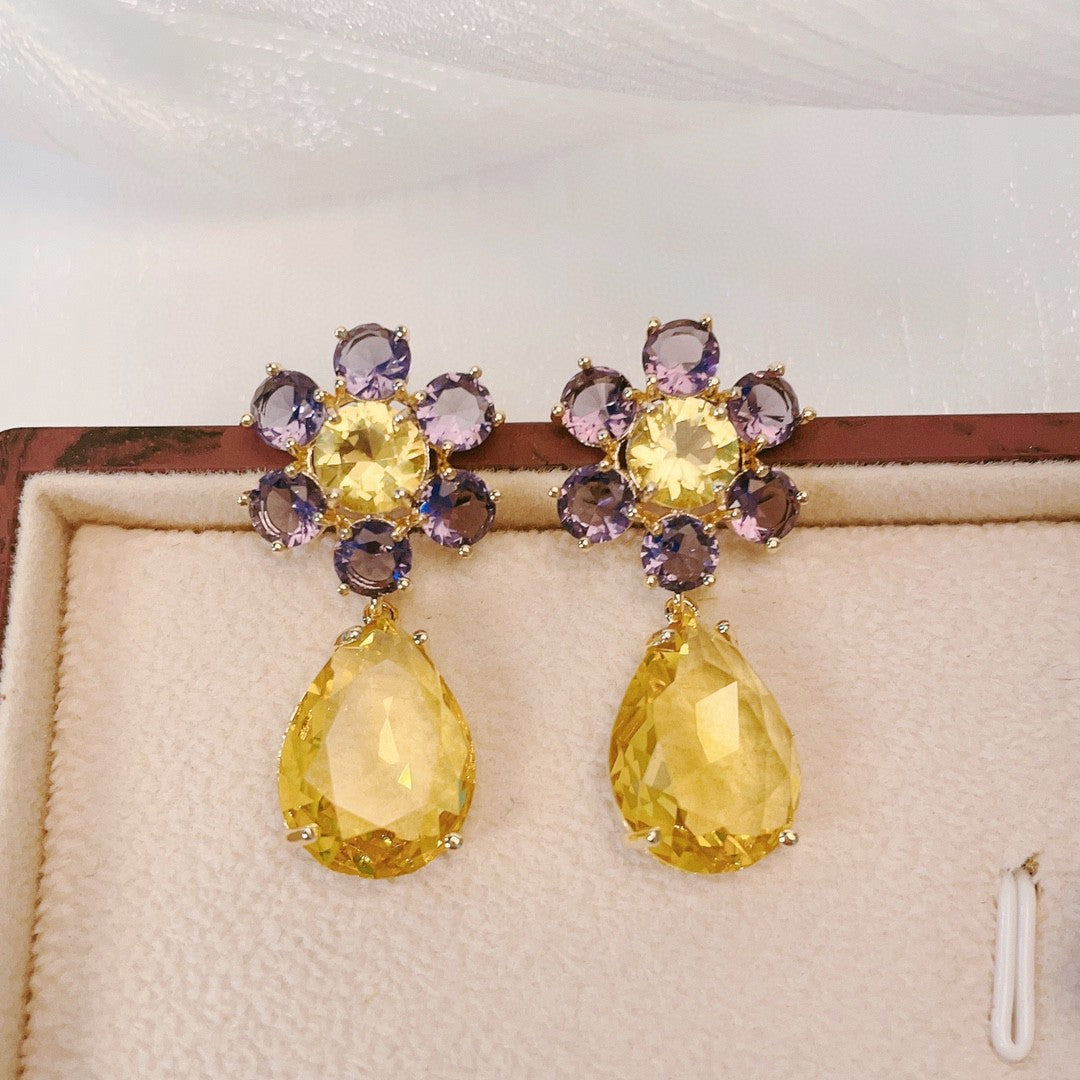Sunflower Teardrop Earrings