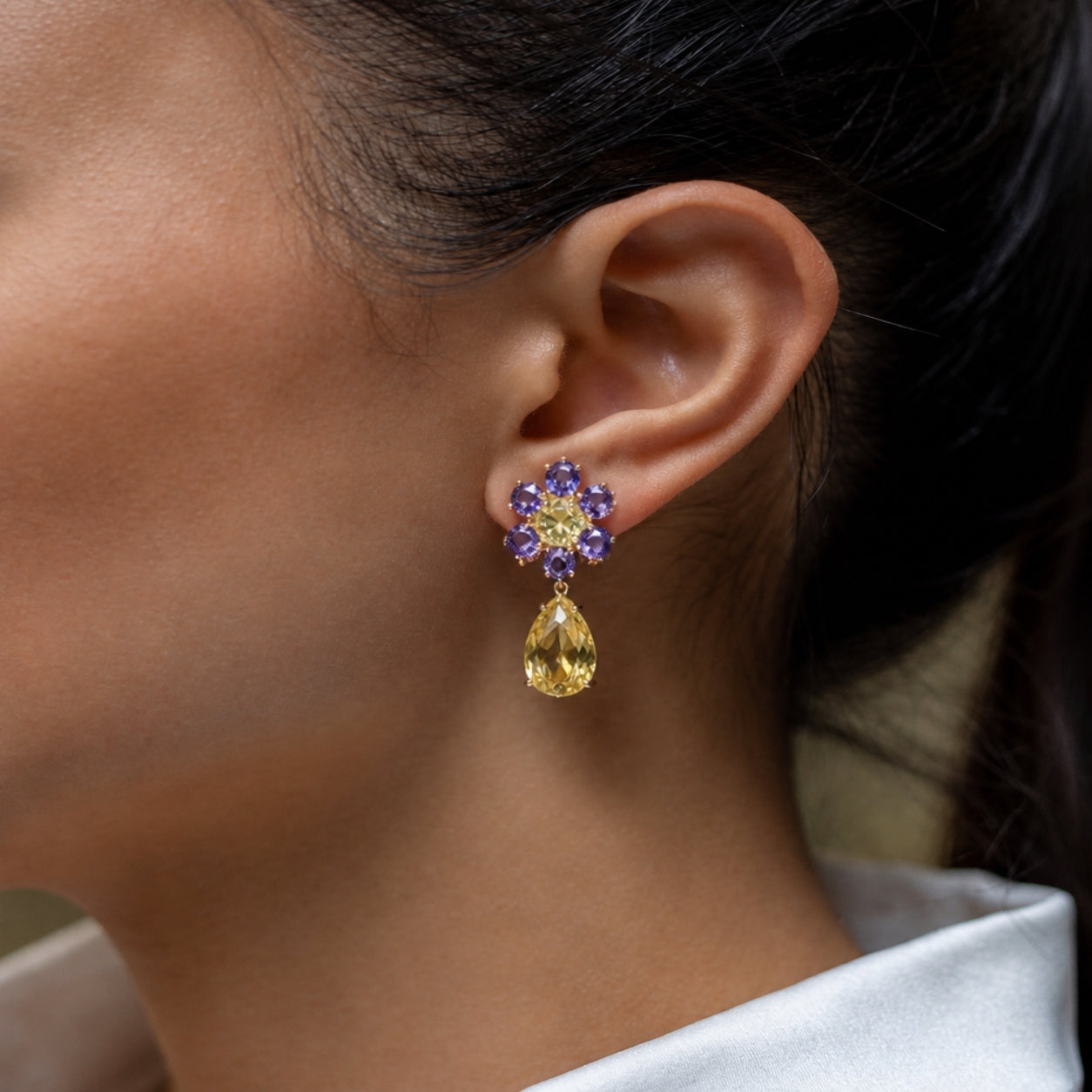 Sunflower Teardrop Earrings