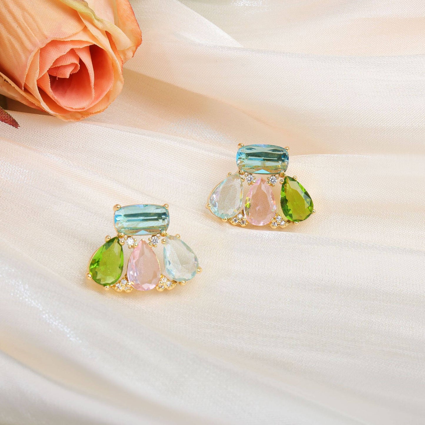 Aqua Petal Earrings