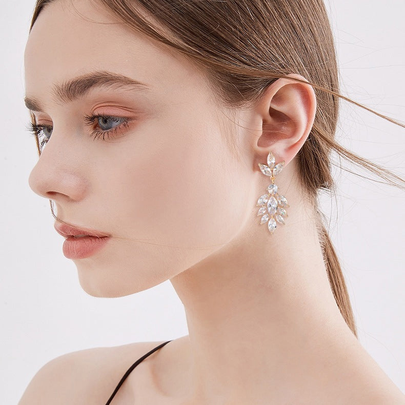 White Crystal Dangle Earrings