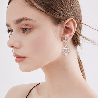 White Crystal Dangle Earrings