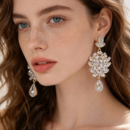 White Crystal Chadelier Earrings