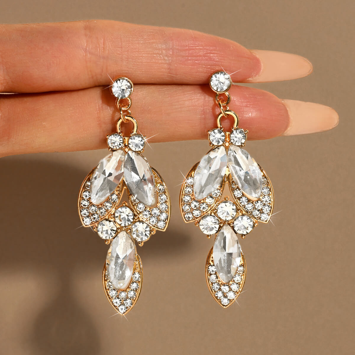 White Crystal Sparkle Drop Earrings