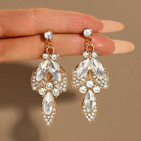 White Crystal Sparkle Drop Earrings