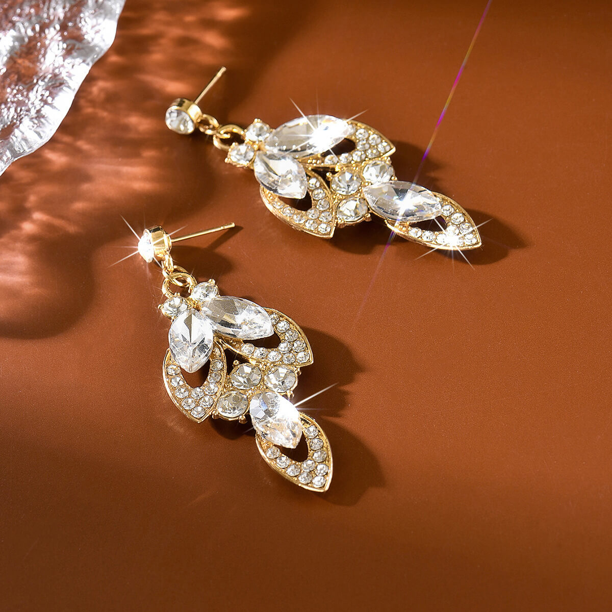 White Crystal Sparkle Drop Earrings