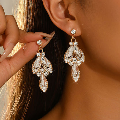 White Crystal Sparkle Drop Earrings