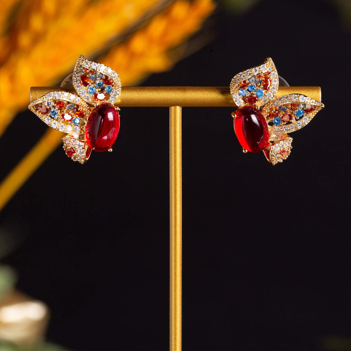 Red Bloom Wind Earrings