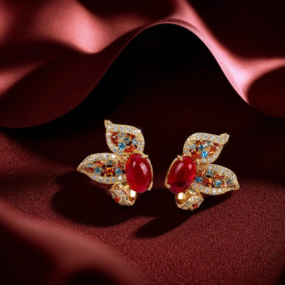 Red Bloom Wind Earrings