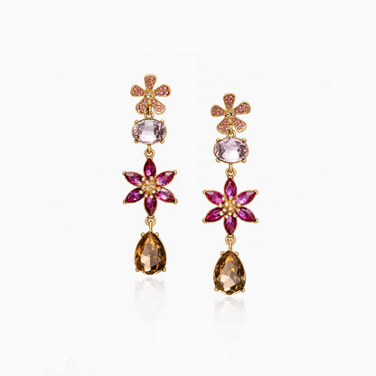 Double Bloom Cascade Earrings