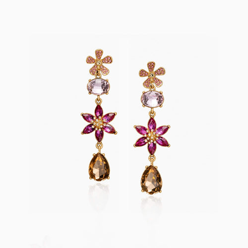 Double Bloom Cascade Earrings
