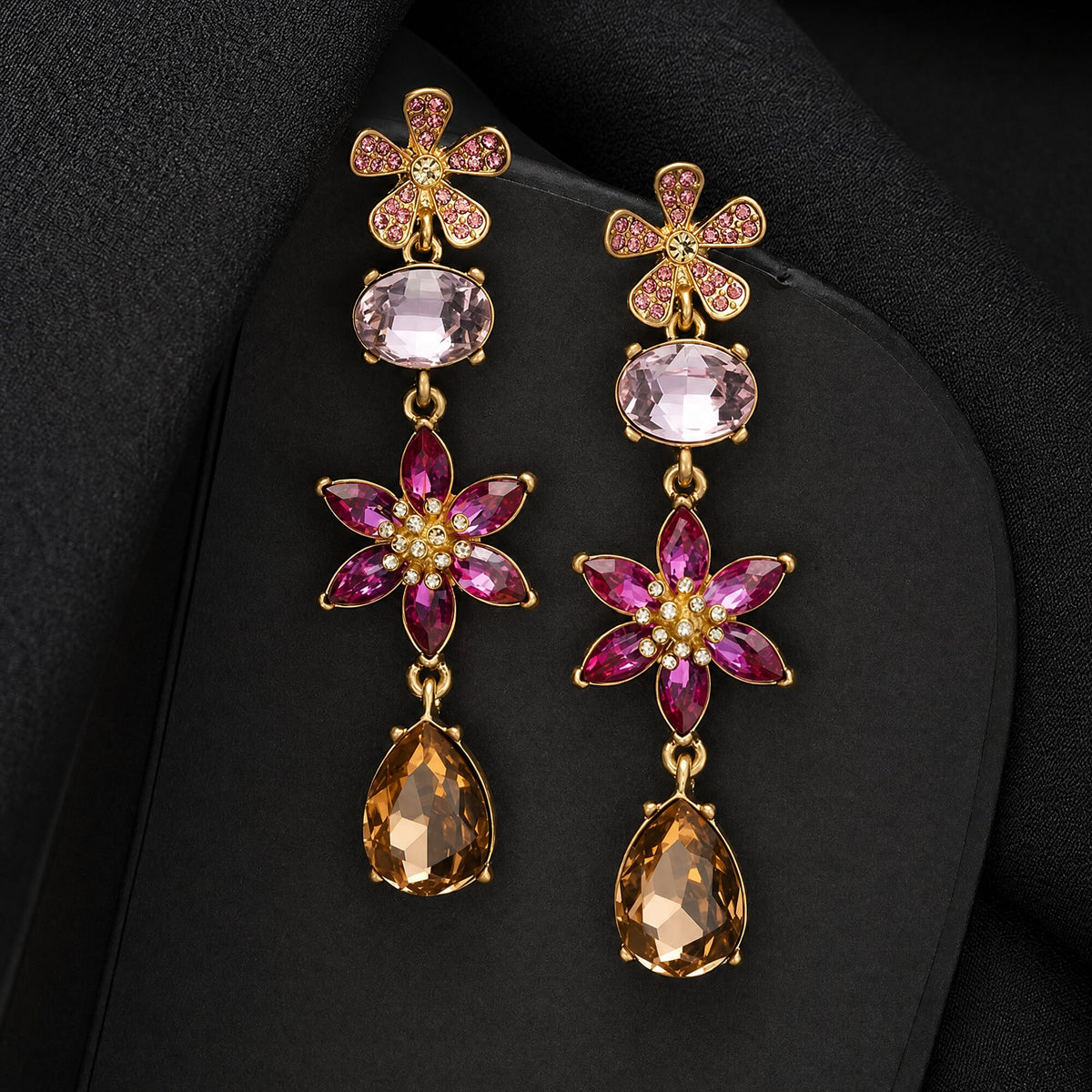 Double Bloom Cascade Earrings