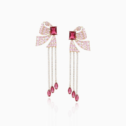 Pink Bow Tassel Earrings