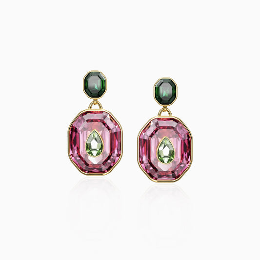 Color Inlay Drop Earrings
