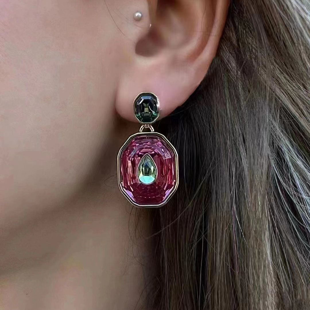 Color Inlay Drop Earrings