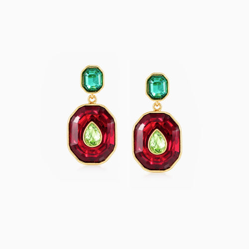 Color Inlay Drop Earrings