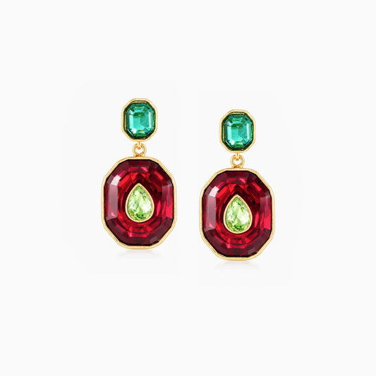 Color Inlay Drop Earrings