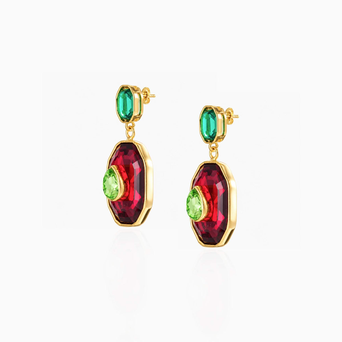 Color Inlay Drop Earrings