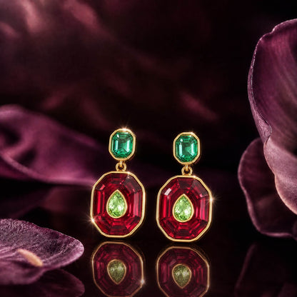 Color Inlay Drop Earrings
