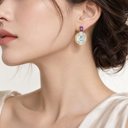 Crystal Inlay Drop Earrings