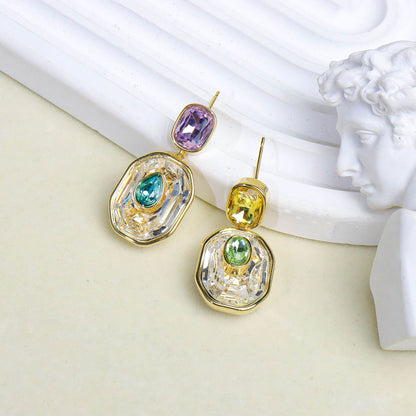 Petite Crystal Inlay Drop Earrings