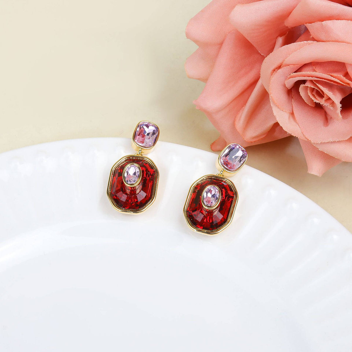 Petite Color Inlay Drop Earrings
