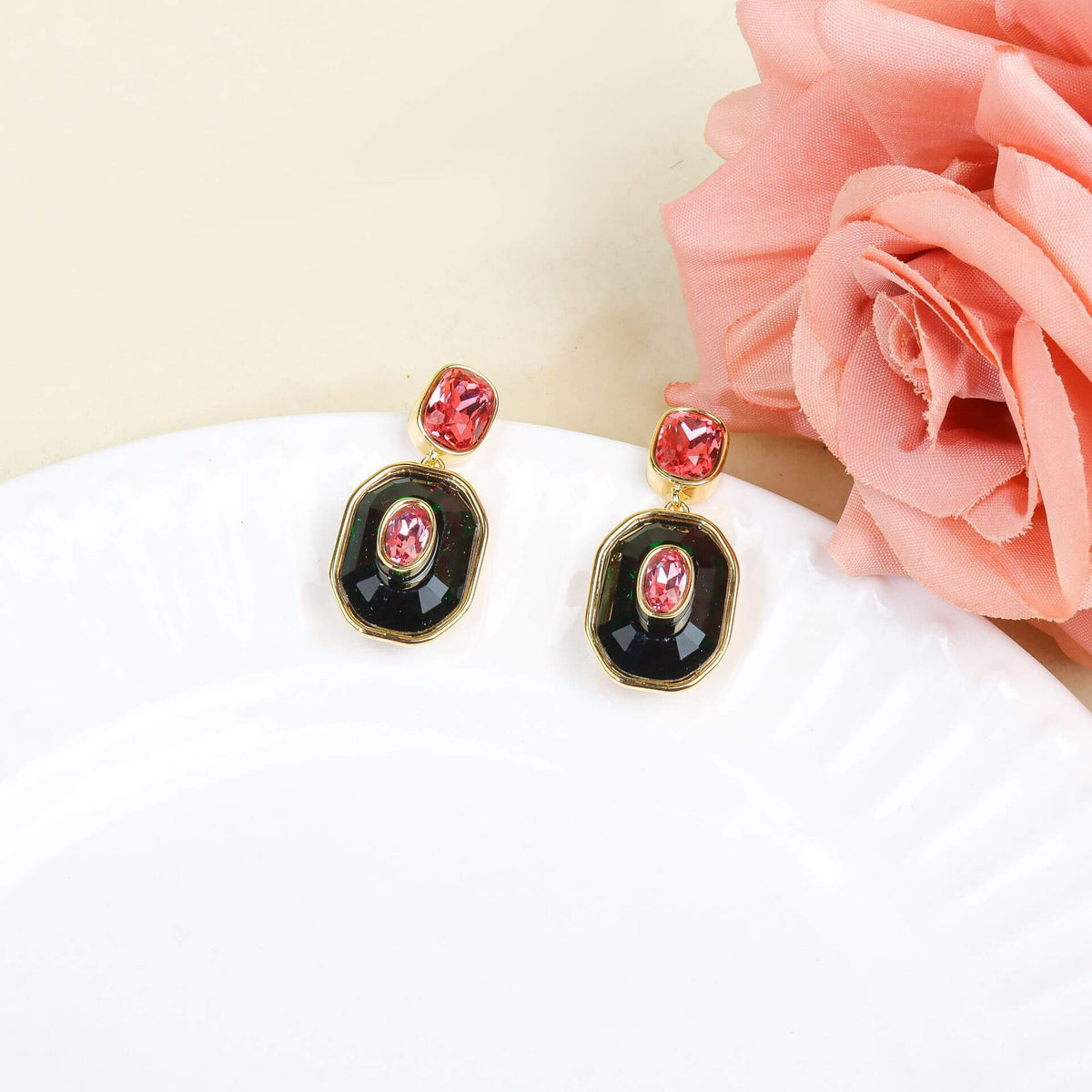 Petite Color Inlay Drop Earrings