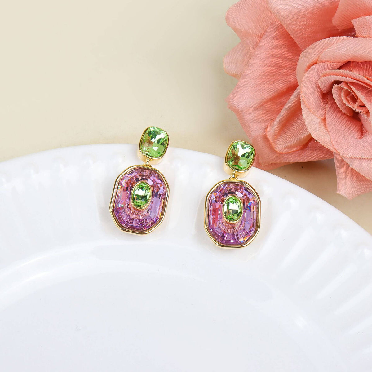 Petite Color Inlay Drop Earrings