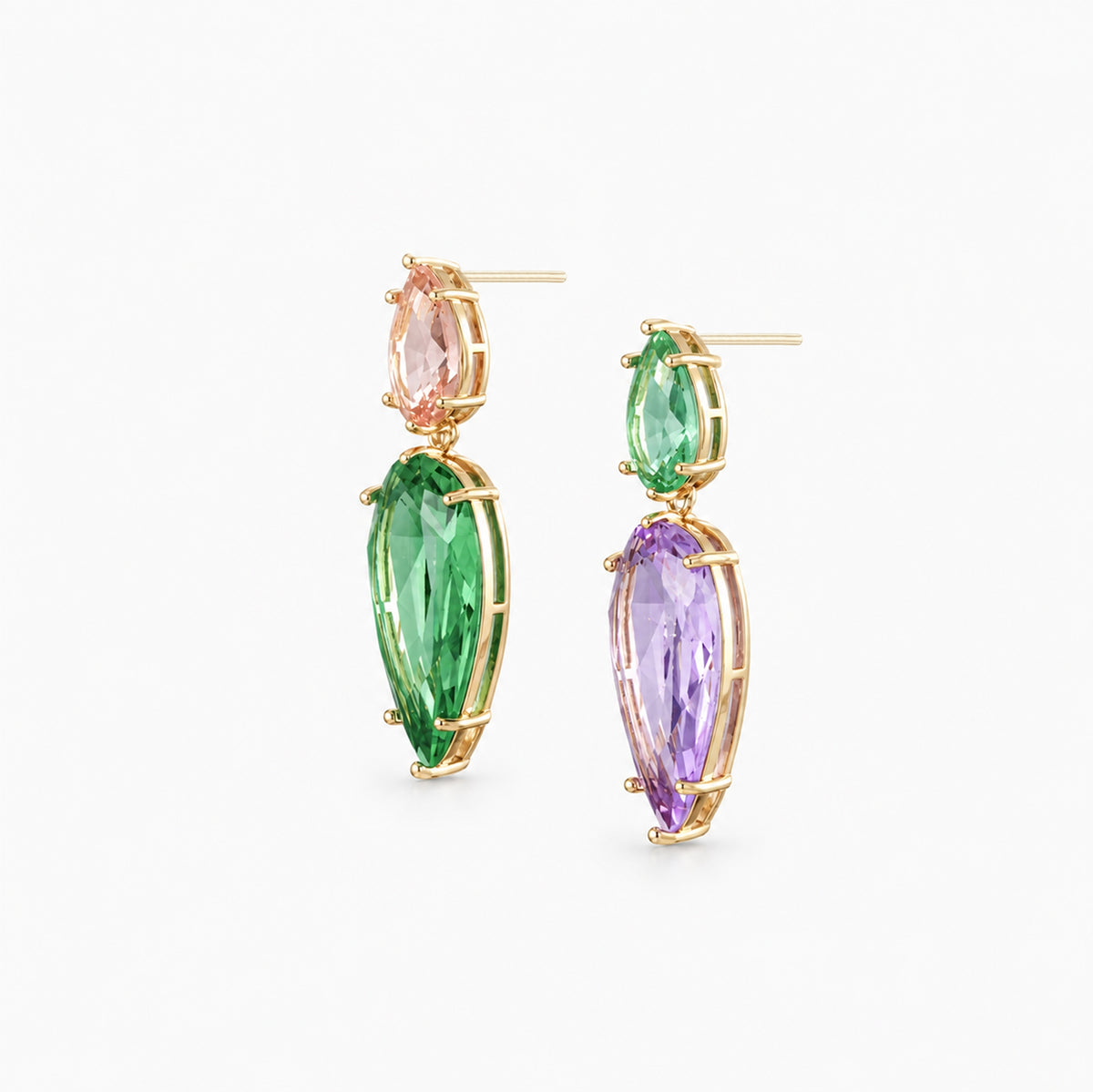 Dual Tone Drop Earrings