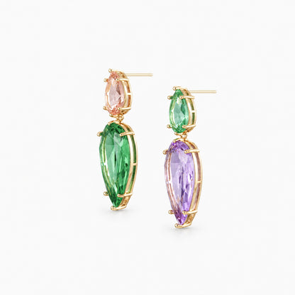Dual Tone Drop Earrings
