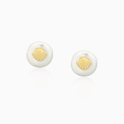 Scallop Shell Pearl Earrings