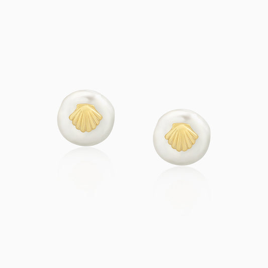 Scallop Shell Pearl Earrings