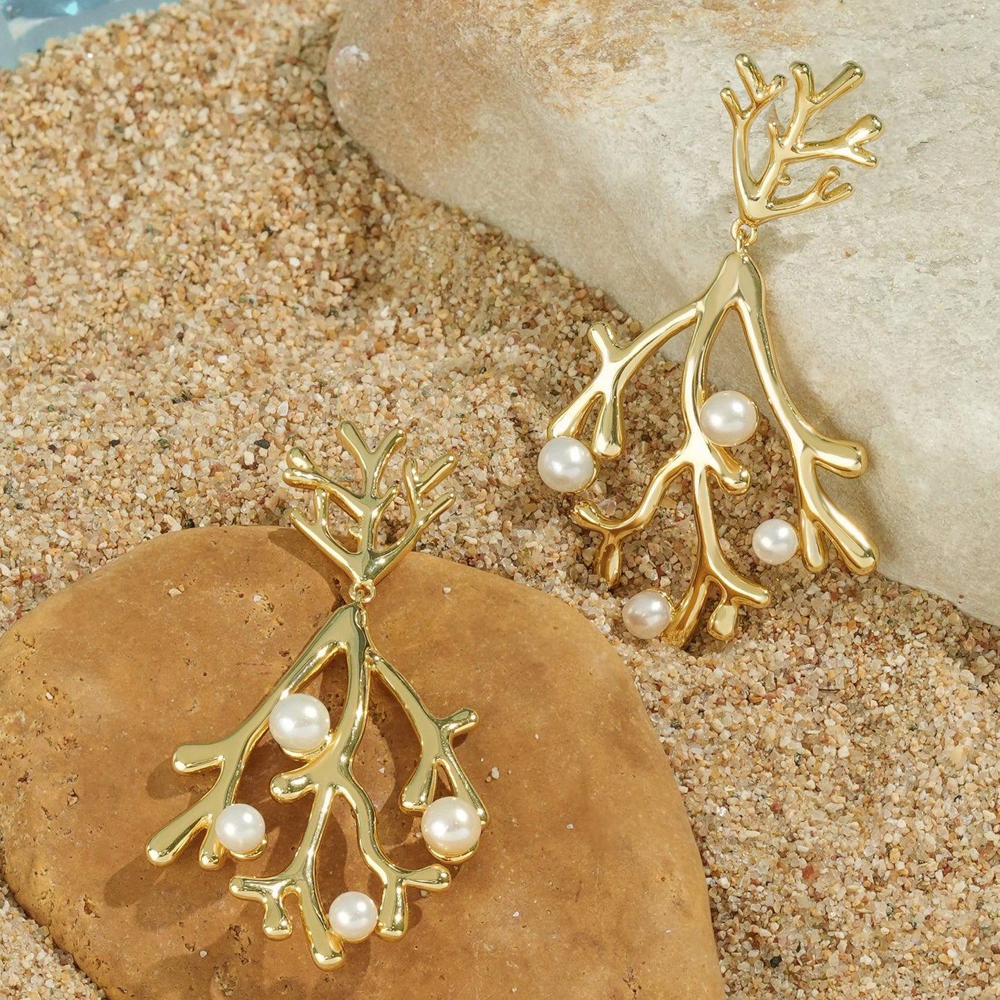 Coral Pearls Earrings