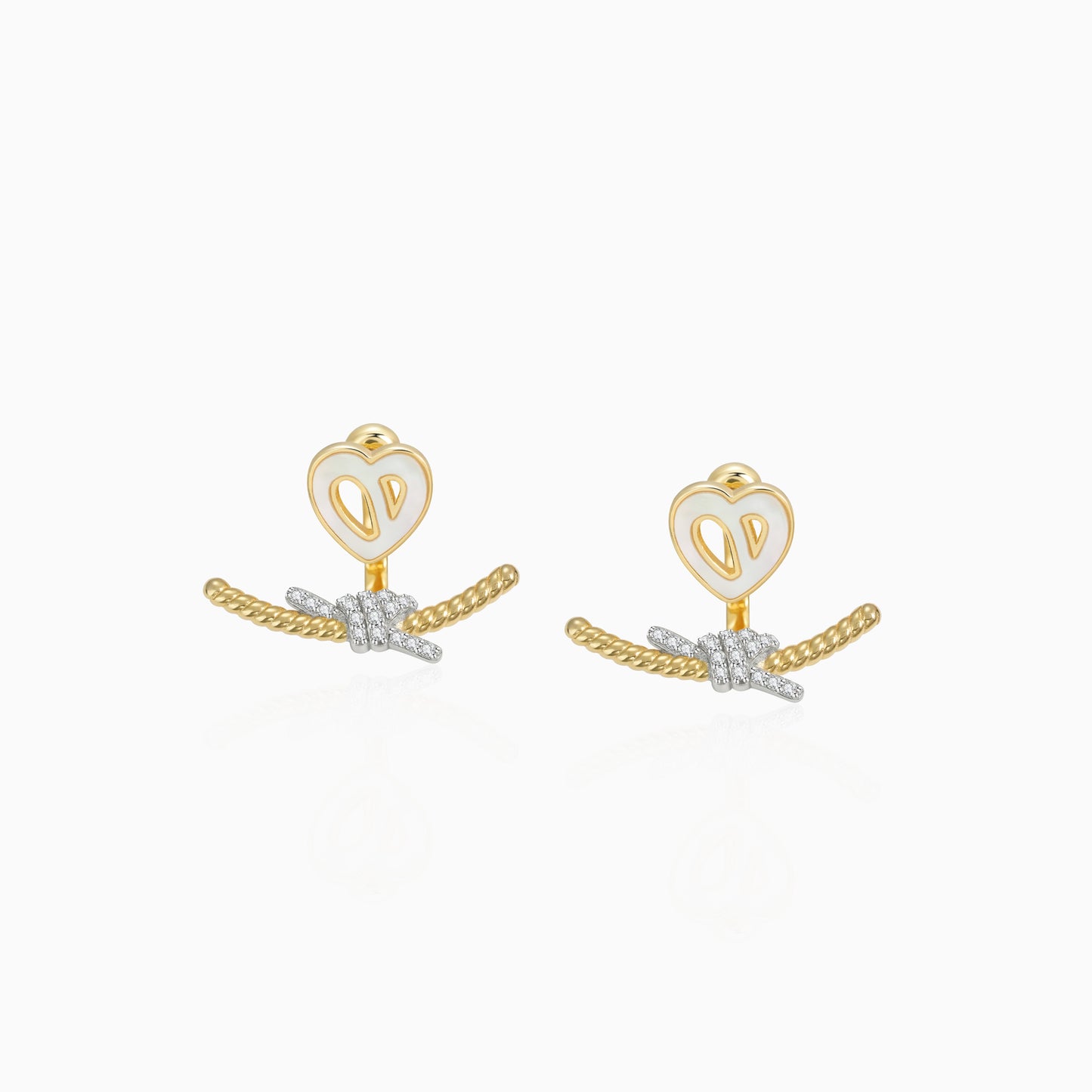 Heart & Knot Ear Jacket Earrings