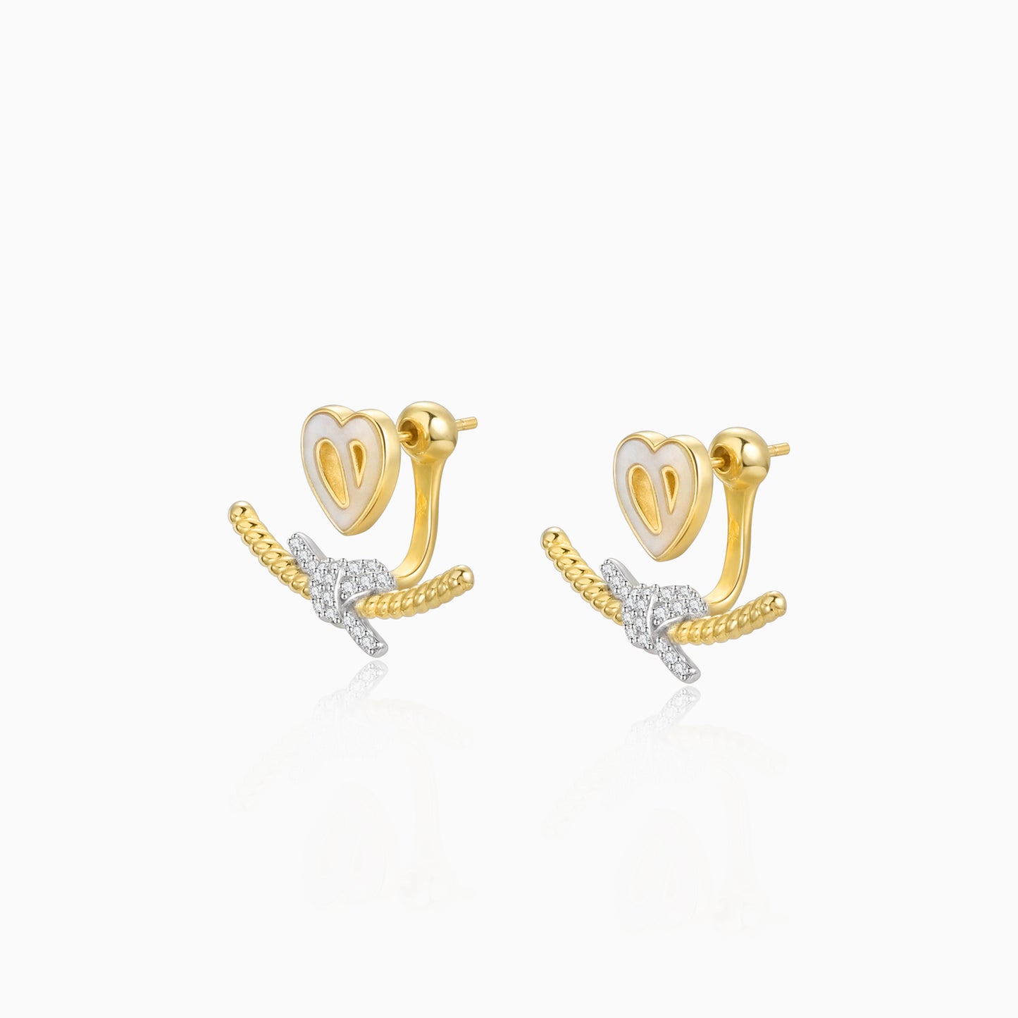 Heart & Knot Ear Jacket Earrings